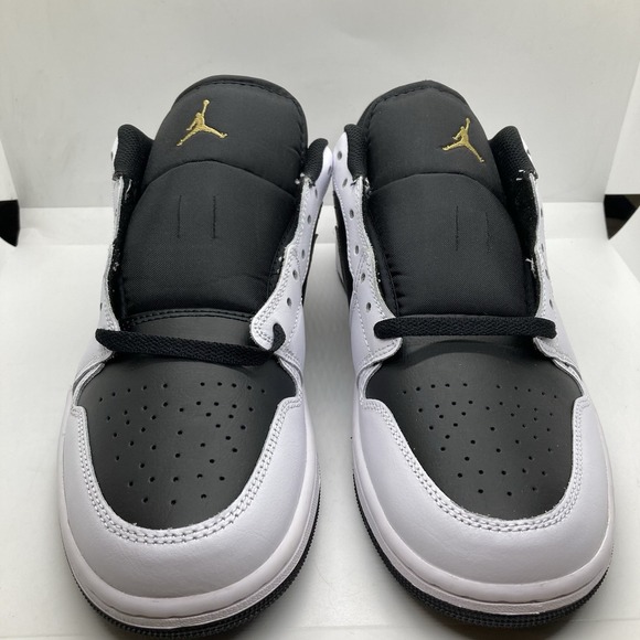 Nike Air Jordan 1 Low Men Size 10.5 Gold Swoosh Shoes Sneakers 553558-172 - Picture 3 of 10